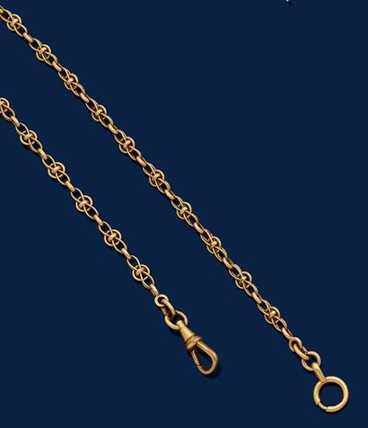 WATCH CHAIN in 750-mil. gold with fancy link,...