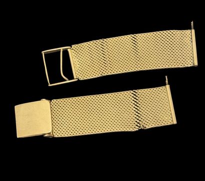 BRACELET de MONTRE en or jaune 750 mil. tissé,...