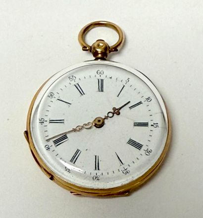 MONTRE de col en or jaune 750 mil., le revers...