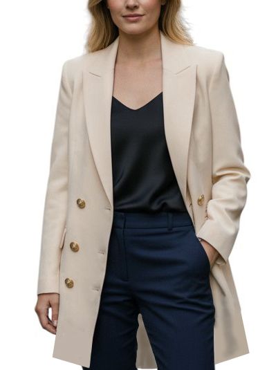 CHANEL. BLAZER en laine beige. Boutons en...