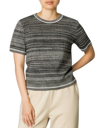 CHANEL, Made in Italy. TOP à rayures grises...