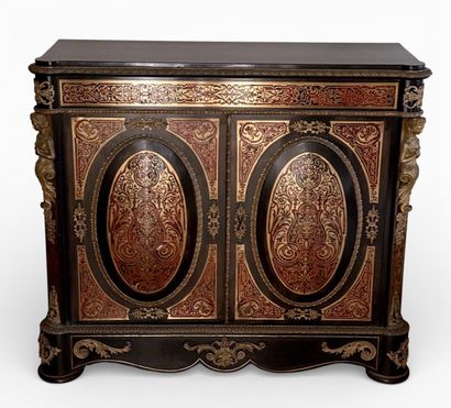 BUFFET in Boulle marquetry of brass on a...