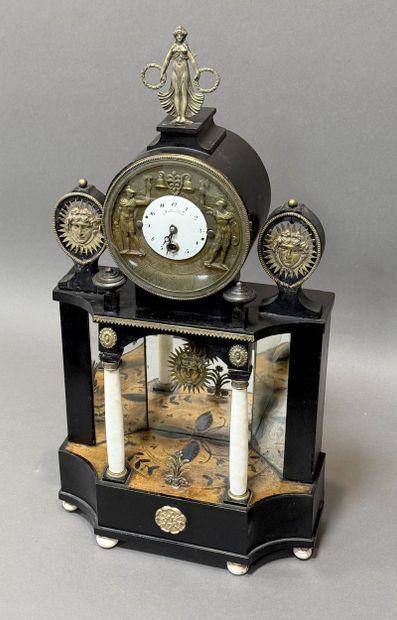 DOLLER in Vienna. PENDULE portique in blackened...