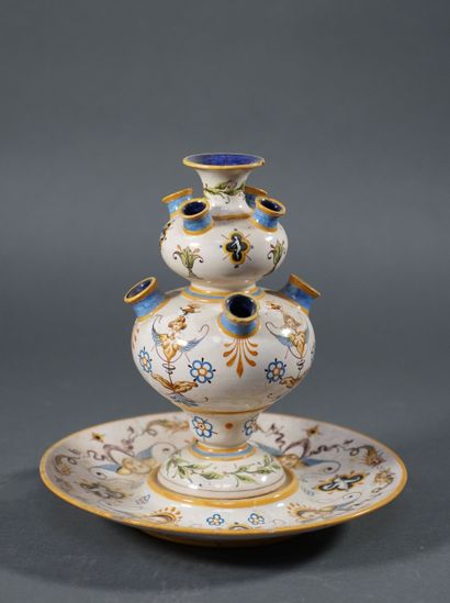 GINORI. Polychrome enameled earthenware TULIPIERE...