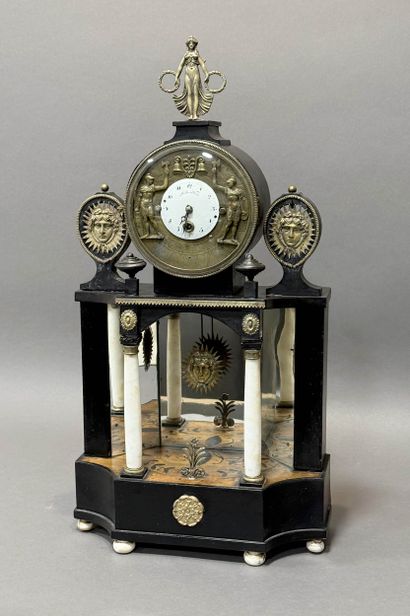 DOLLER in Vienna. PENDULE portique in blackened...