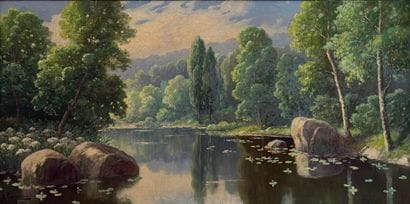 Emile GAUFFRIAUD (1877-1957) Bord de rivière...
