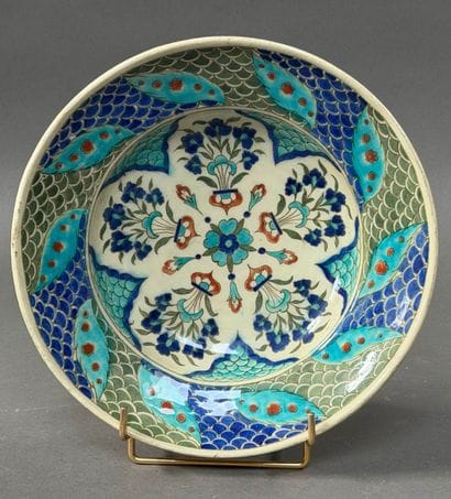 LACHENAL. Decorative glazed earthenware plate...