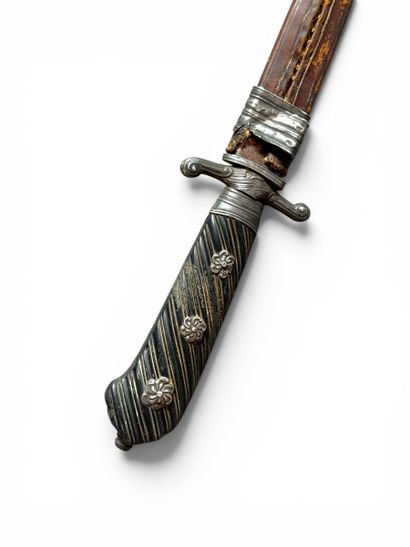 COUTEAU de venerie en acier et argent 800...