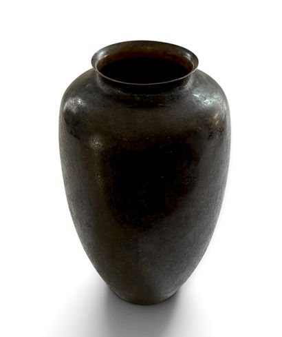 CHRISTOFLE. Ovoid vase with a flat bottom,...