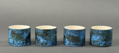 Jacques BLIN (1920–1995) Four small blue-glazed...
