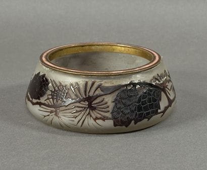 GALLE. Double-walled glass cup with acid-etched...