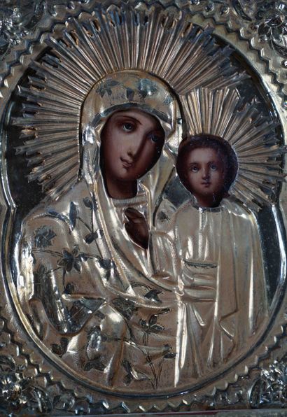 Deux ICONES figurant le Christ et la Vierge...