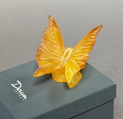 DAUM France. Orange-colored pressed-glass...