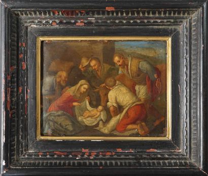 Ecole XVIIe-XVIIIe. La Nativité. Huile sur...