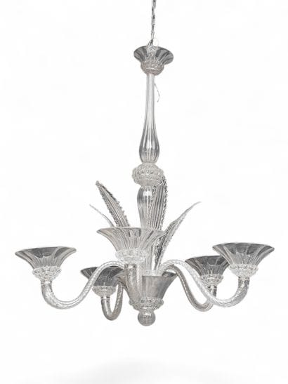 MURANO. Grand lustre en verre translucide,...