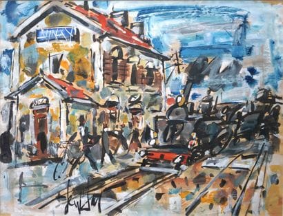 GEN PAUL (1895-1975) La gare d'Aulnay. Aquarelle...