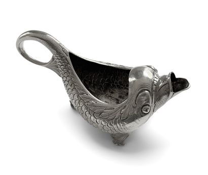 SAUCIERE en argent 835e, en forme de poisson...