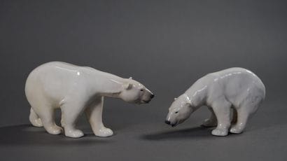 ROYAL COPENHAGEN. Two polar bears made of...