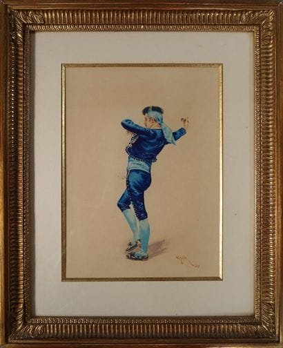 Emile HELLER (XIX-XXe) Danseur aux castagnettes....