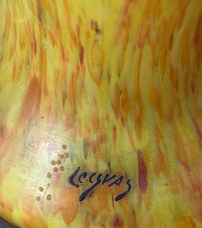 LEGRAS. Large baluster vase made of multilayered,...