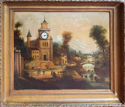 Maison WURTEL à Paris, XIXe. TABLEAU HORLOGE...