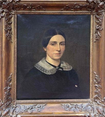 École française XIXe. Portrait de femme à...