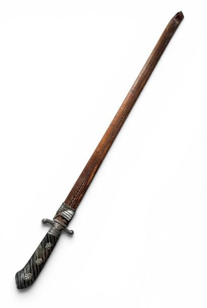 COUTEAU de venerie en acier et argent 800...