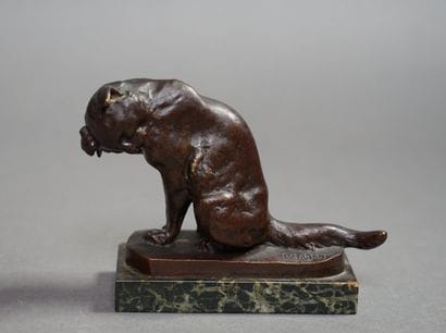Georges GARDET (1863-1939) Chat à la toilette....