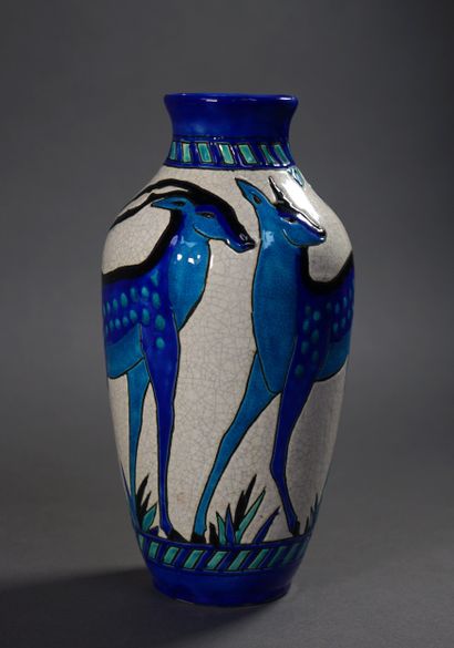 KERAMIS. Glazed earthenware vase decorated...