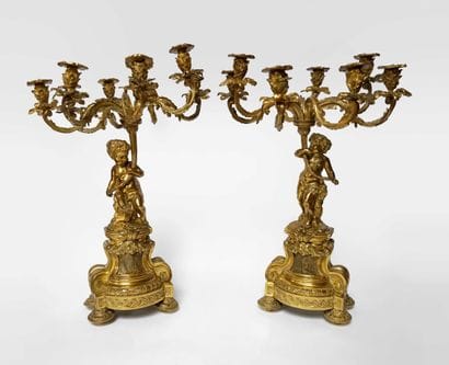Paire d'importants CANDELABRES en bronze...