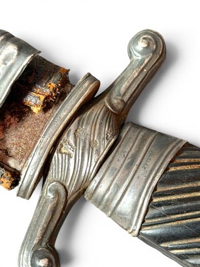 COUTEAU de venerie en acier et argent 800...