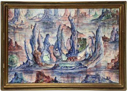 Norman FAR (1929-1974) Paysage fantastique,...