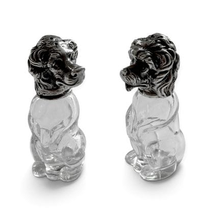 Paire de SALIERES en forme de chiens faisant...