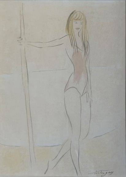 Louis TOUCHAGUES (1893-1974). Baigneuse à...