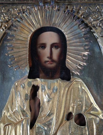 Deux ICONES figurant le Christ et la Vierge...