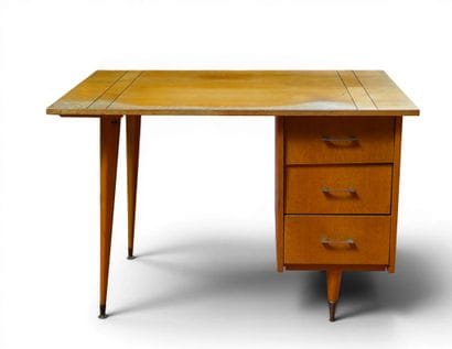 Petit BUREAU en bois de placage, le caisson...