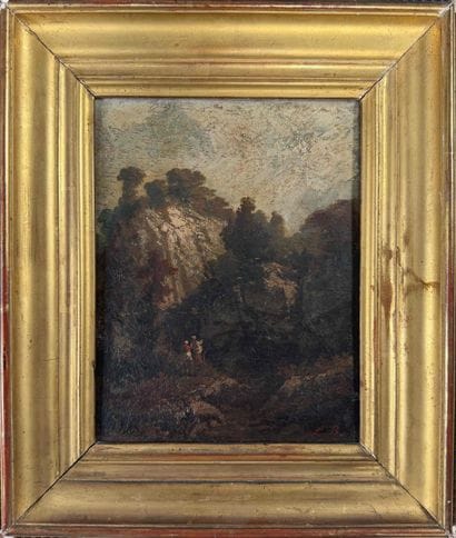 Léon BELLY (1827-1877) (Attribué à). Promeneurs...