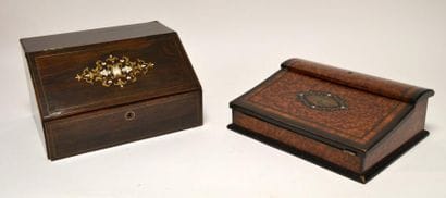 ECRITOIRE en placage de ronce et noyer de...