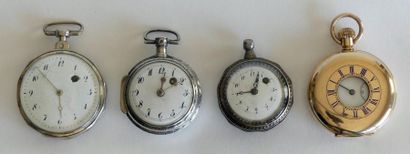 Lot de quatre MONTRES de gousset en argnet...