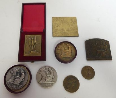 Lot de 8 médailles de table ou plaques.
