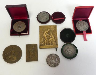 Lot de 8 médailles de table ou plaques.