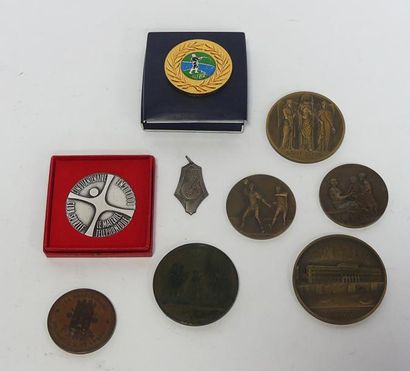 Lot de 8 médailles de table ou plaques.