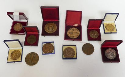 Lot de 12 médailles de table ou plaques.