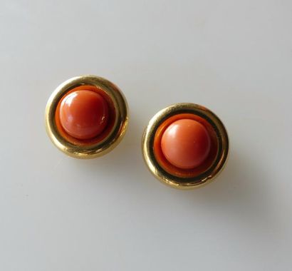 Paire de CLIPS d'oreille en or jaune ornés...