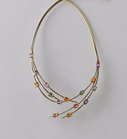 COLLIER en or jaune, à deux brins maille...