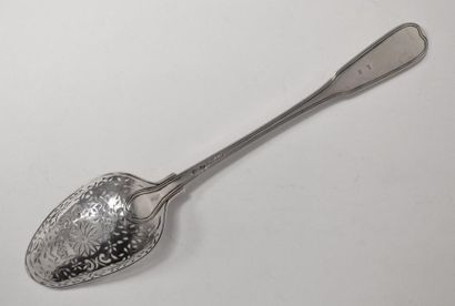 Exceptionnelle CUILLERE A OLIVES en argent,...