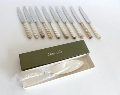 CHRISTOFLE. Dix COUTEAUX en métal argenté,...