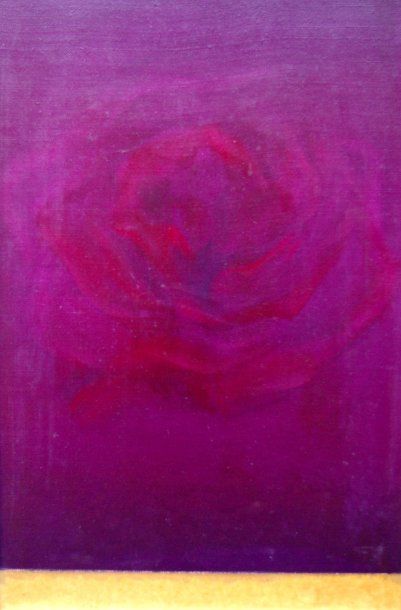 Ecole française vers 1970. Rose. Huile sur...