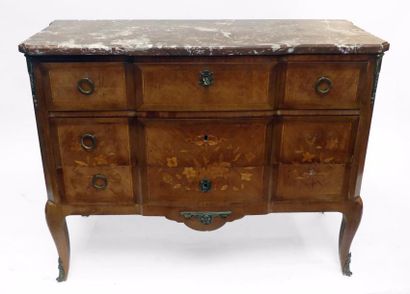COMMODE en marqueterie de fleurs, la faade...