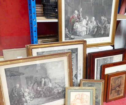 Lot de GRAVURES en noir diverses.